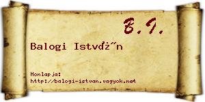 Balogi István névjegykártya