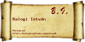 Balogi István névjegykártya